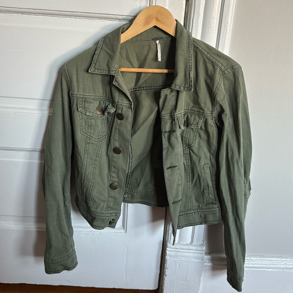 Free People Green Denim Jacket